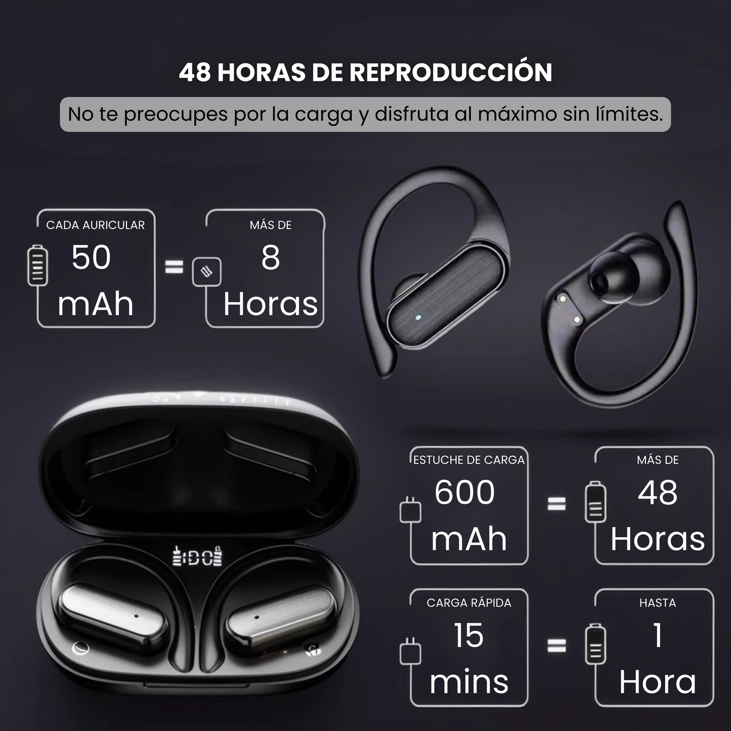Auriculares Deportivos VÖON con 48H de Autonomía y Control Táctil