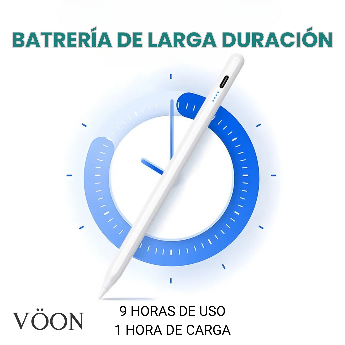 Lápiz Digital VÖON para iPad con Palm Rejection y Carga Rápida USB-C