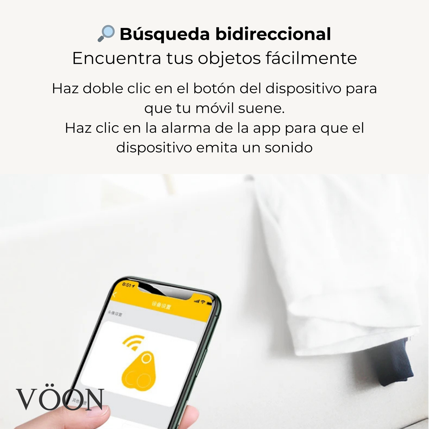 Localizador Inteligente Bluetooth VÖON – Rastreador Antipérdida para Llaves, Móvil, Cartera y Mascotas